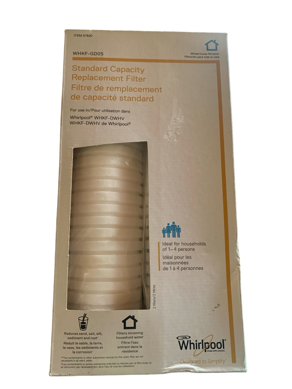 Whirlpool WHKF-GD05‎ Whole House Water Filter 2 Pack NIB Standard Capacity